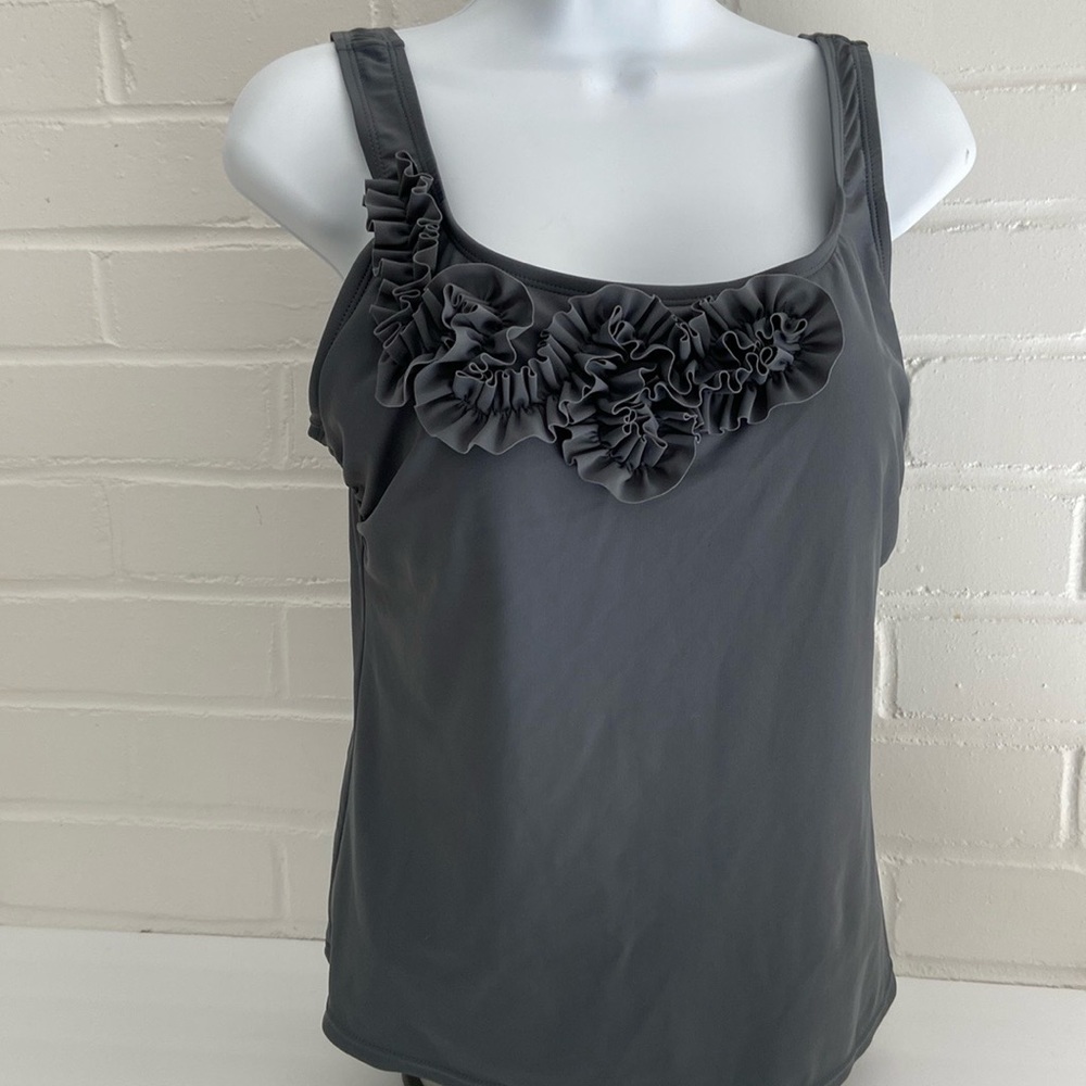 New With Tags Womens Grey Two-Piece Tankini Bathing Suit Size M - Picture 2 of 11
